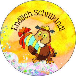 Buttonvorlage: Schulkind Eule