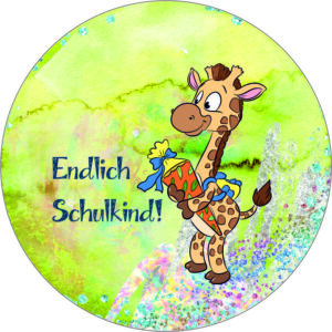 Buttonvorlage: Endlich Schulkind - Giraffe