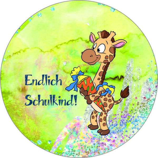 Buttonvorlage: Endlich Schulkind - Giraffe