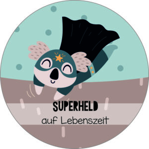 Buttonvorlage: Superheld auf Lebenszeit