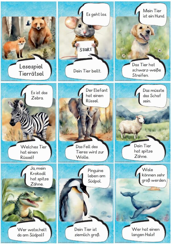 Lesespiel: Tierrätsel