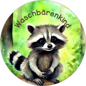 Buttonvorlage: Waschbärenkind