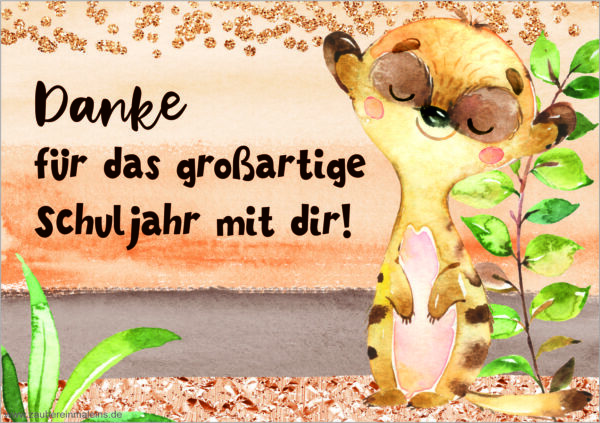 Kärtchen: Erdmännchen - großartiges Schuljahr