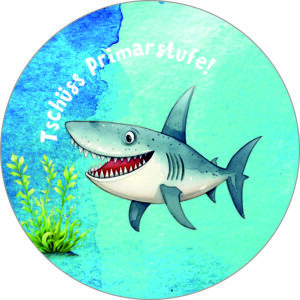 Buttonvorlage: Abschied Primarstufe Hai