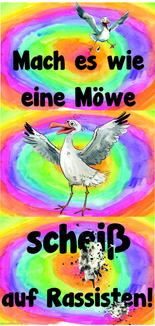 Plakat: Wie eine Möwe - gegen Rassismus