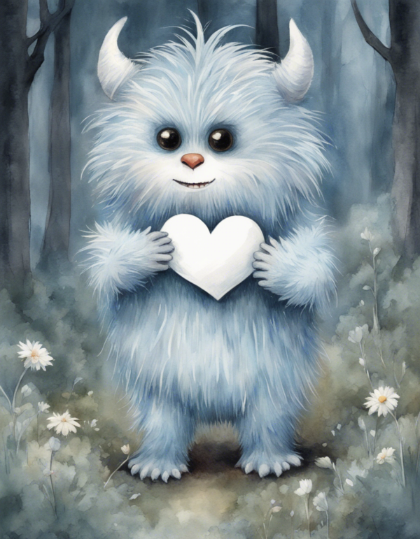 206 Stable Diffusion XL Illustrationen: Blaue Wald-Monsterchen