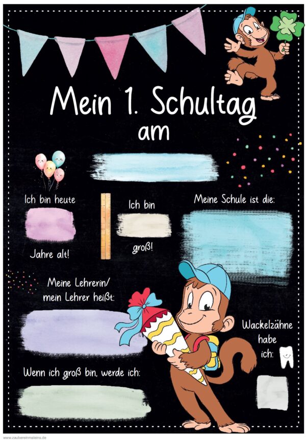 Meilensteintafel 1. Schultag: Affe