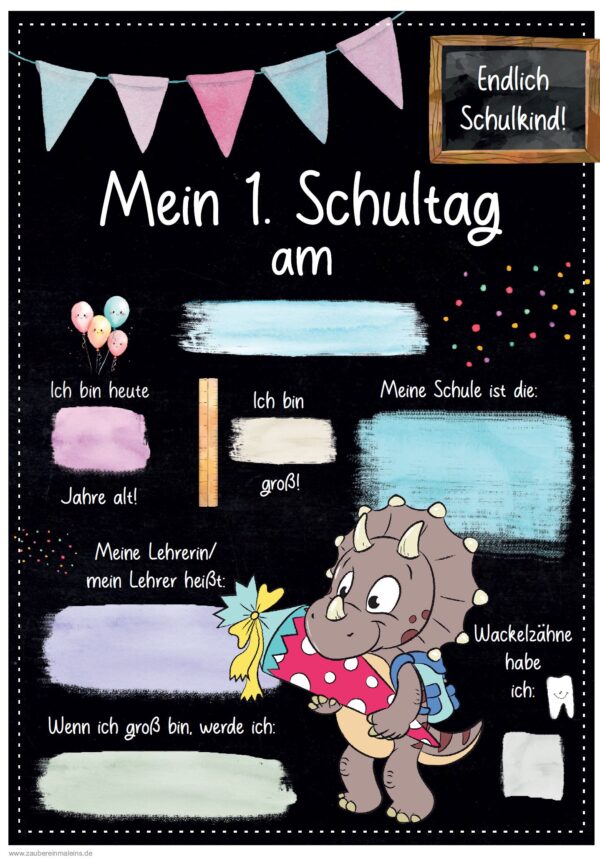 Meilensteintafel 1. Schultag: Dino