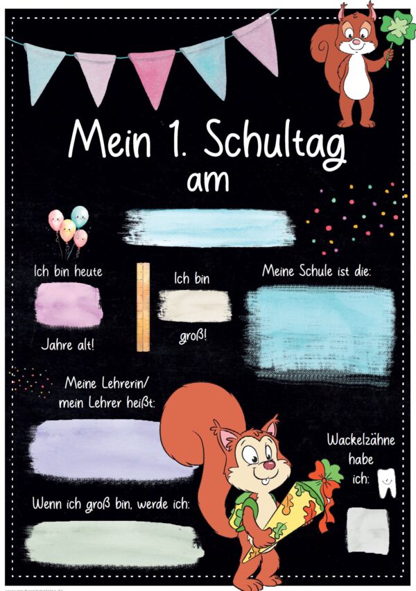 Meilensteintafel 1. Schultag: Eichhörnchen
