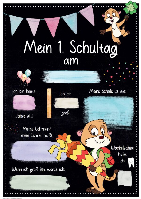 Meilensteintafel 1. Schultag: Erdmännchen