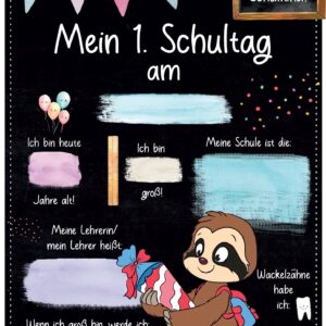 Meilensteintafel 1. Schultag: Faultier