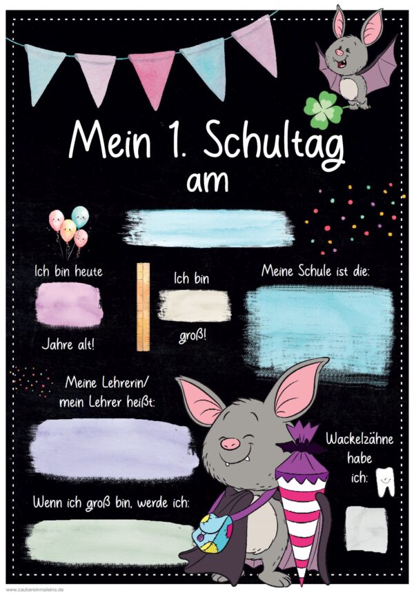 Meilensteintafel 1. Schultag: Fledermaus
