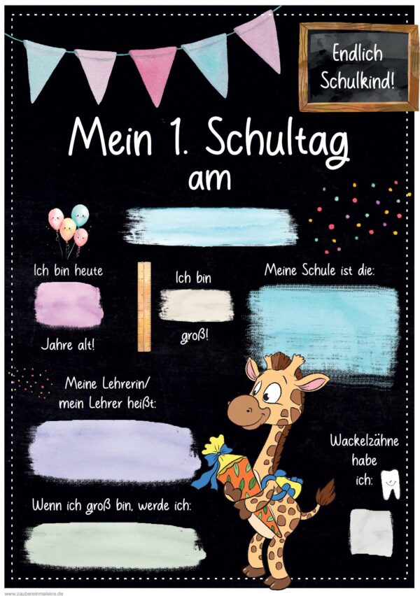 Meilensteintafel 1. Schultag: Giraffe