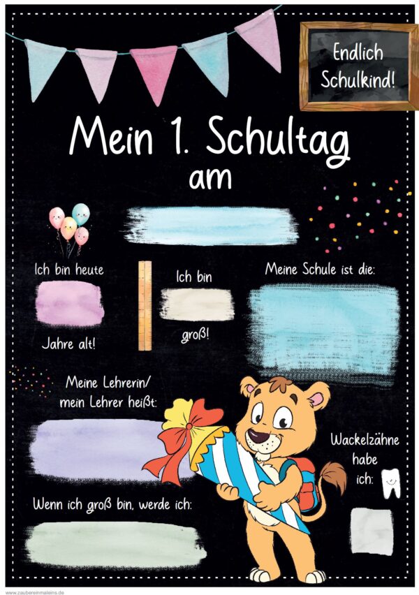 Meilensteintafel 1. Schultag: Löwe