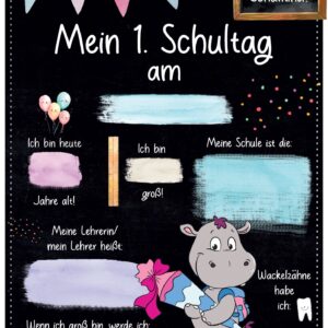 Meilensteintafel 1. Schultag: Nilpferd