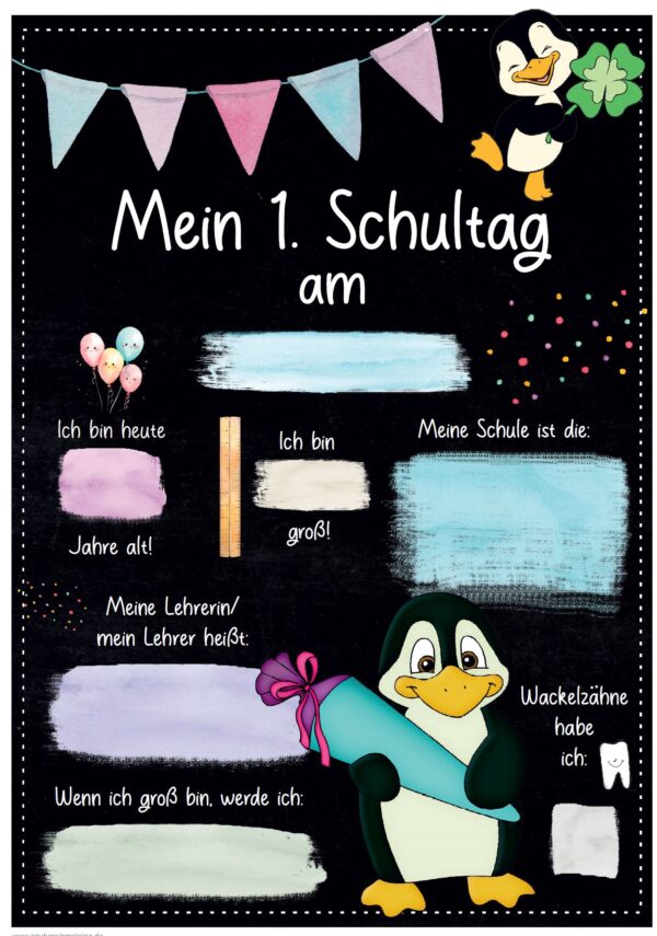 Meilensteintafel 1. Schultag: Pinguin