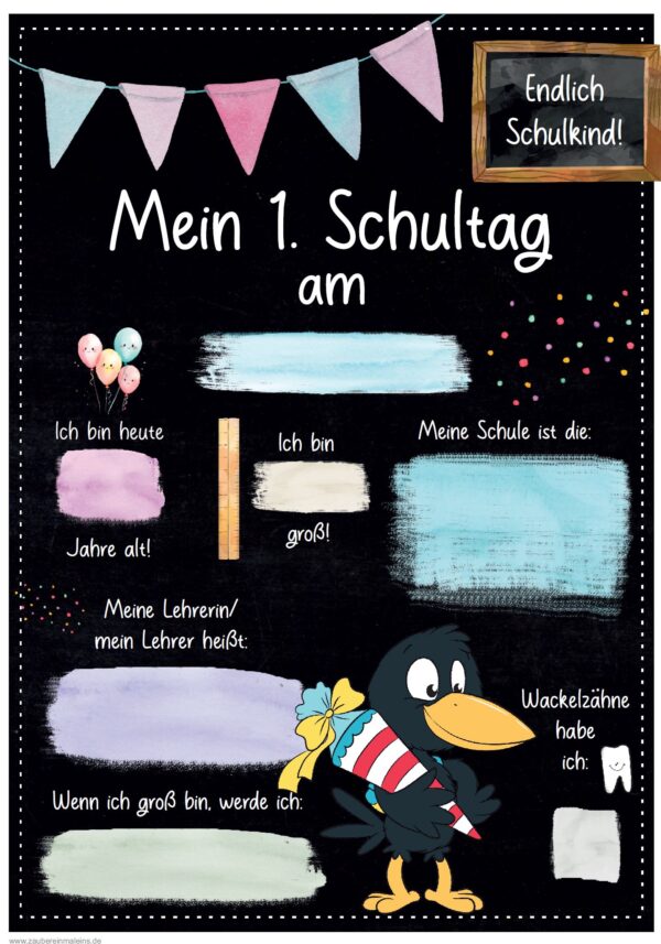 Meilensteintafel 1. Schultag: Rabe