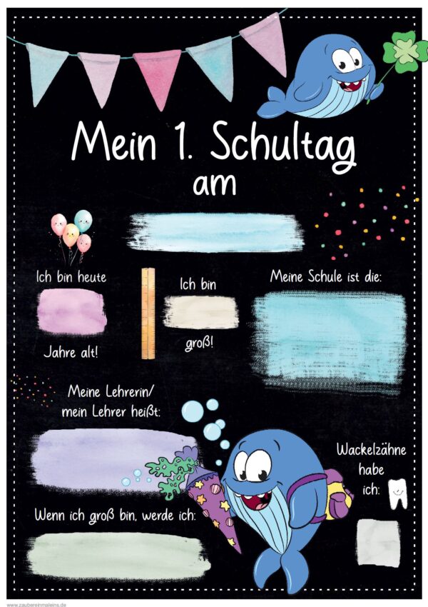 Meilensteintafel 1. Schultag: Wal