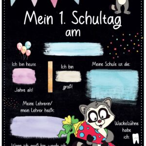 Meilensteintafel 1. Schultag: Waschbär