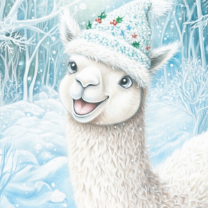 Midjourney KI Illustration: Alpaka im Winter