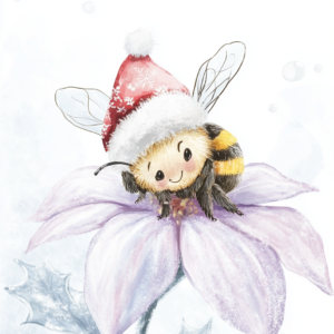 Midjourney KI Illustration: Weihnachtliche Biene