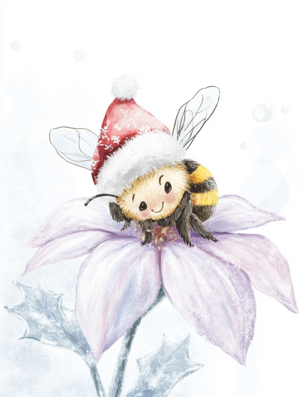 Midjourney KI Illustration: Weihnachtliche Biene