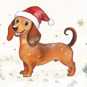 Midjourney KI Illustration: Weihnachtlicher Dackel