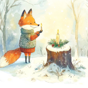2 x Midjourney KI Illustration: Fuchs im Advent