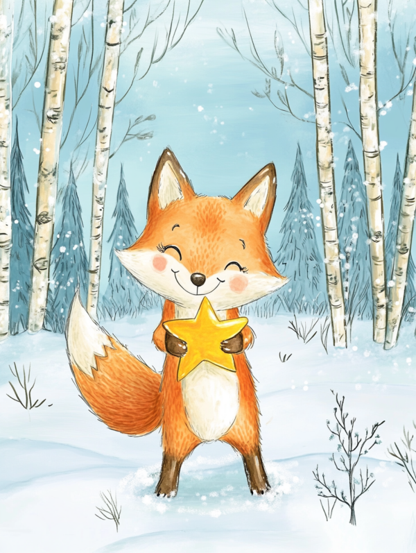 Midjourney KI Illustration: Fuchs mit Stern