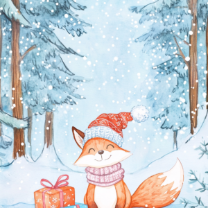 Midjourney KI Illustration: Weihnachtlicher Fuchs