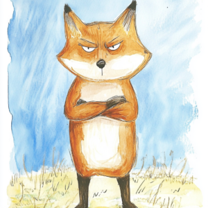 Midjourney KI Illustration: Wütender Fuchs