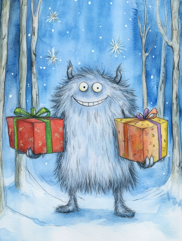 Midjourney KI Illustration: Weihnachtsmonster