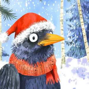 Midjourney KI Illustration: Weihnachtsrabe