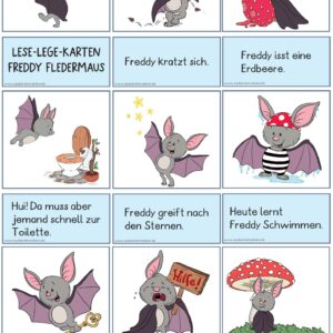 Leselegekarten Freddy Fledermaus