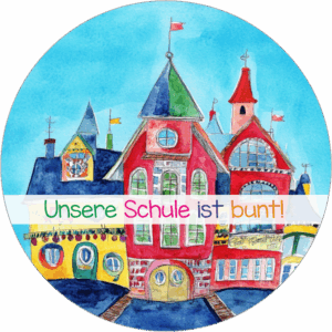 Buttonvorlage (png Datei): Unsere Schule ist bunt