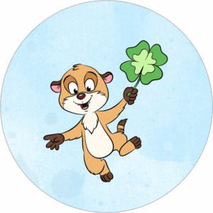 Buttonvorlage (png Datei): Erdmännchen mit Kleeblatt