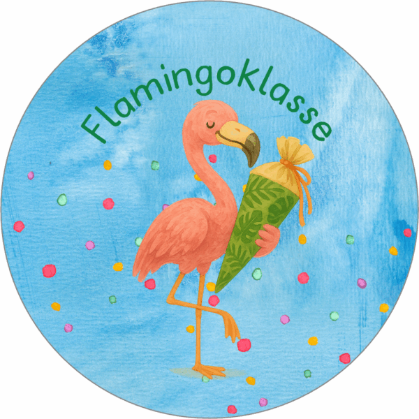 Buttonvorlage (png Datei): Einschulung Flamingoklasse