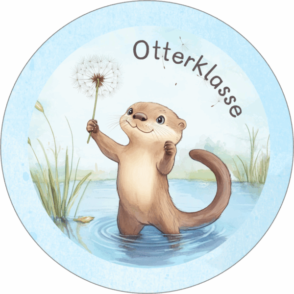Buttonvorlage (png Datei): Otterklasse/Otter mit Pusteblume