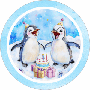 Buttonvorlage (png Datei): Pinguin Geburtstag