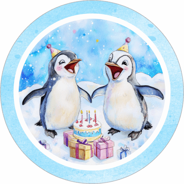 Buttonvorlage (png Datei): Pinguin Geburtstag