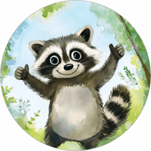 Buttonvorlage (png Datei): Daumen hoch Waschbär