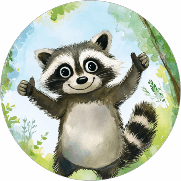 Buttonvorlage (png Datei): Daumen hoch Waschbär