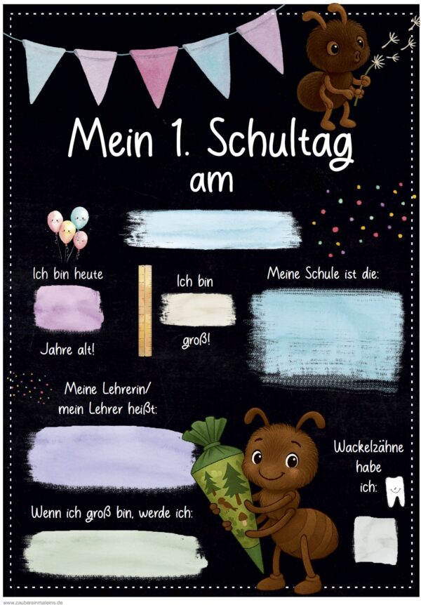Meilensteintafel 1. Schultag: Ameise