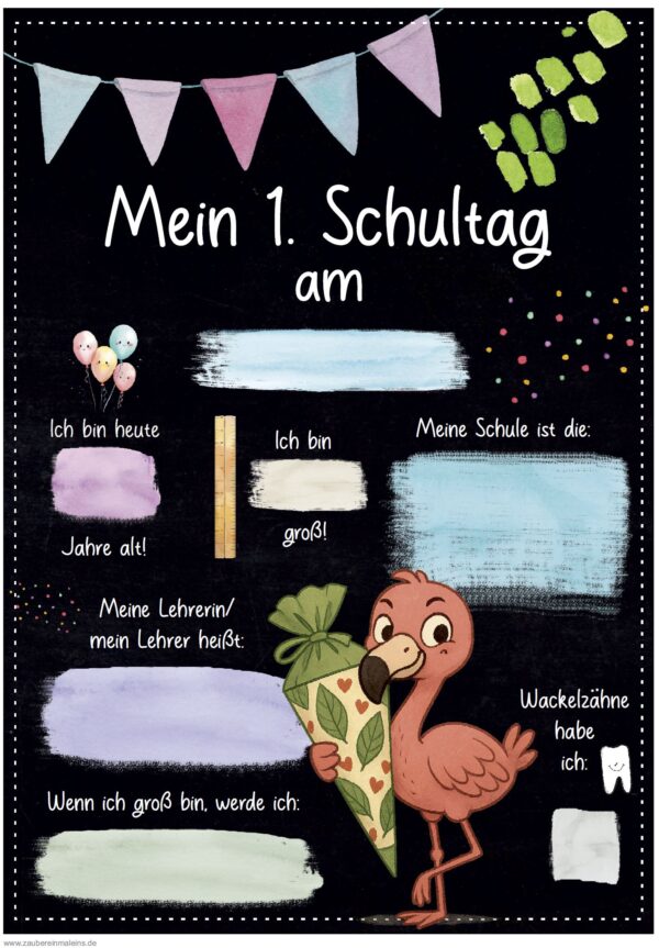 Meilensteintafel 1. Schultag: Flamingo